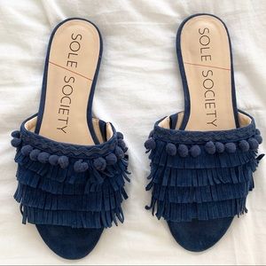 Sole Society Malina Navy Slide Sandal Size 7